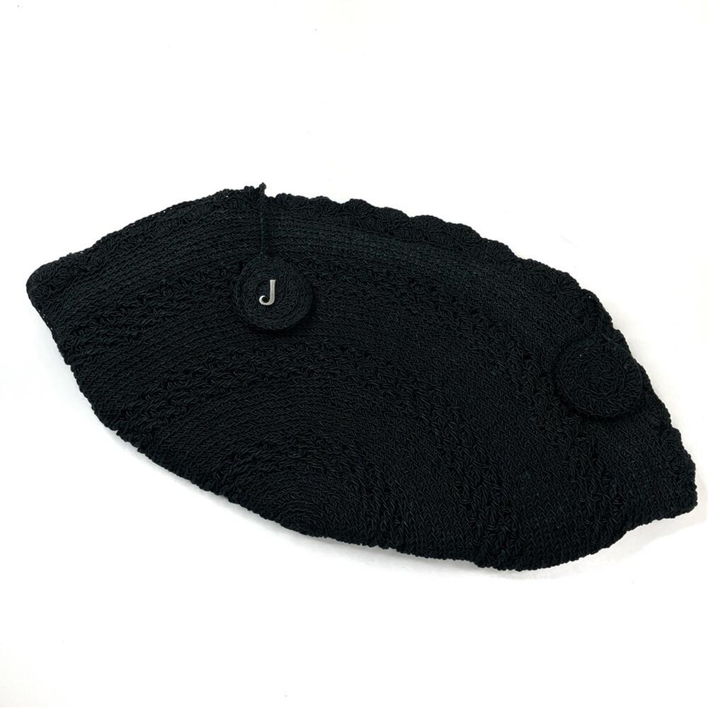 J Black Woven Rounded Zip Clutch Bag Large